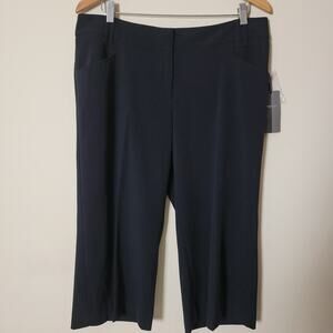 NWT Bisou Bisou Michele Bohbot Sz 12 Wide Leg Capri Cropped Dress Pants Black